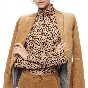 J. Crew Tissue Turtleneck Leopard XS